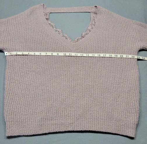 BKE red by  Women Sweater Size M Purple Preppy Lace Metallic Sparkle Long Sleeve