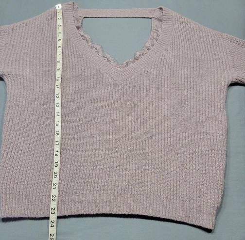 BKE red by  Women Sweater Size M Purple Preppy Lace Metallic Sparkle Long Sleeve