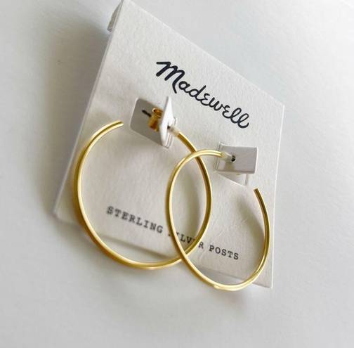 Madewell  Medium Hoop Earrings Gold Color with Sterling Silver Posts NWT