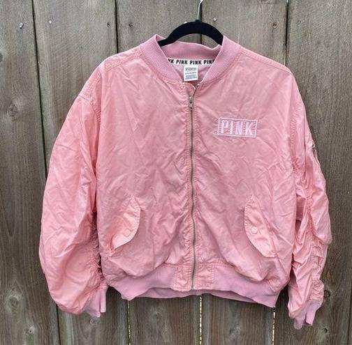 PINK - Victoria's Secret Victoria's Secret PINK pink bomber varsity jacket