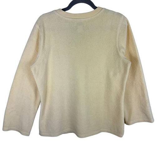 New York Laundry Vintage N. Y. L.  Pale Yellow V-Neck Pullover Fleece Size L