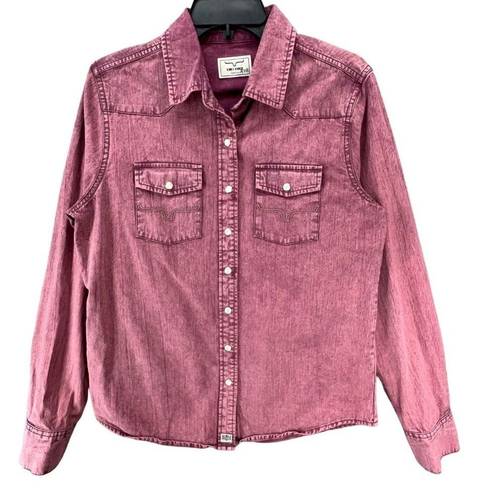 Kimes Ranch  Kaycee Shirt Womens M Wine Purple Pearl Snap Pockets Western Top