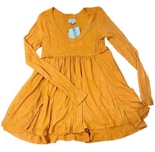 True Craft NWT  Babydoll Orange Top Long Sleeve Round Neck Size Small S