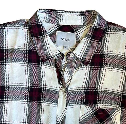 Rails  Women’s Sz L Plum Navy White Plaid Hunter Long Sleeve Button Down Shirt