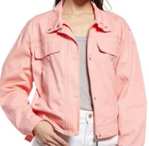 Treasure & Bond  Womens Jean Jacket Coral Waist Length Collar Pockets S NWOT