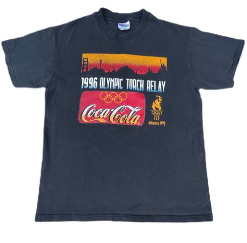 Coca-Cola Vintage 90s  Olympic Torch Relay Black Graphic T-shirt