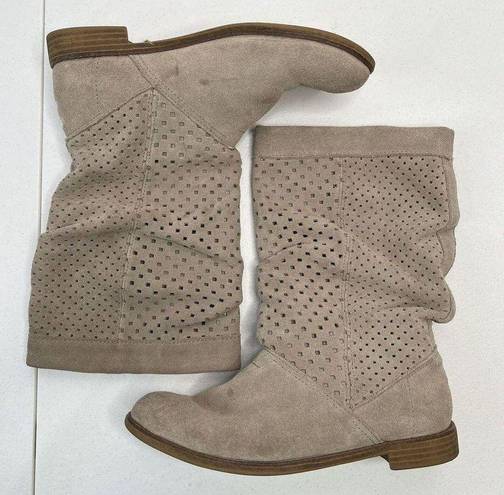 Toms  Boots Size 9 Serra Perforated Suede Leather Slouch Beige Oxford Tan Shoes