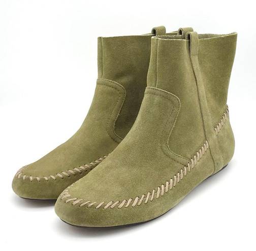 Anthropologie NEW  Latigo Olive Green Suede Moccasin Boho Bootie Women’s Size 10