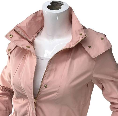 Cole Haan  Womens Size XS Blush Pink Parka Jacket Removable Hood Adjustable Waist