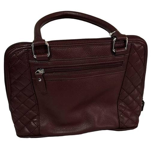 Giani Bernini  Womens Quilted Dome Satchel Handbag Maroon Leather Zipper