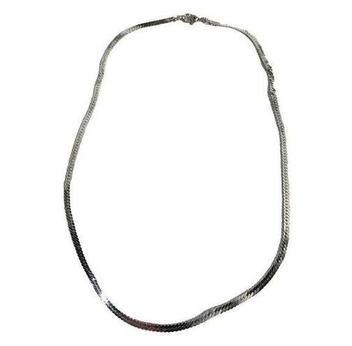 Monet Vintage  16" Silver Tone Herringbone Snake Chain Necklace