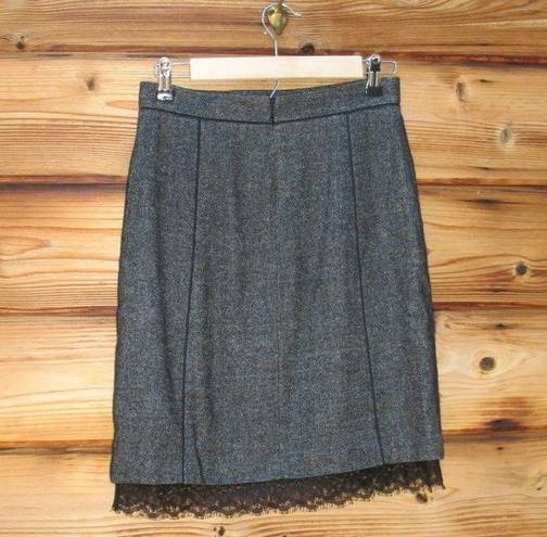 Rebecca Taylor  Gray Tweed Linen Wool Pencil Skirt