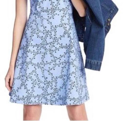 Draper James  Love Circle Dress Womens 6 Blue Black Clover Vines Floral Back Zip