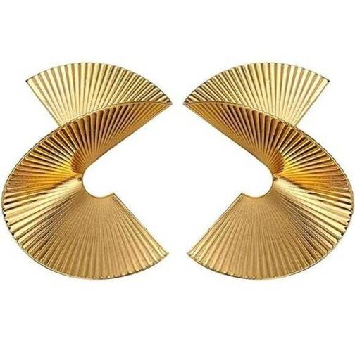 Twisted Gold  Statement Geometric Earrings For Women