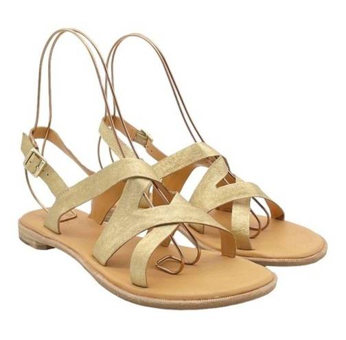 Kork-Ease  Yarbrough Gold Full Grain Leather Strappy Sandals Women’s Size 8