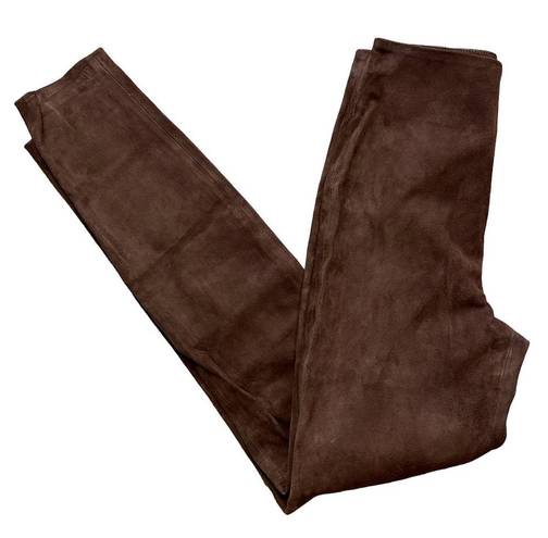 L'Academie  Brown Suede Leather Pants Size SMALL Tapered Designer Revolve NEW