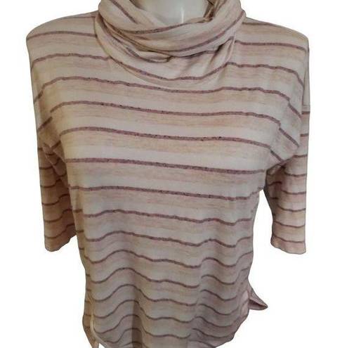 Lou & grey  funnel neck pullover. Size M. Three-quarter sleeve tan cream beige