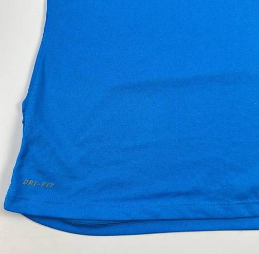 Nike Dri Fit Short Sleeve Blue Black V-Neck T-shirt Size Small