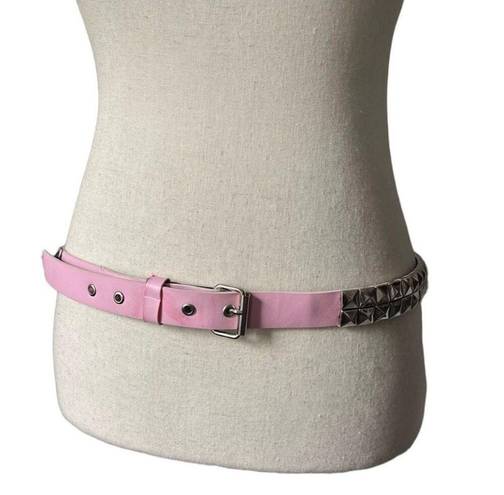 The Row Two Pyramid Studded Belt Leather Silver Pink Punk Rock Biker Y2K Medium