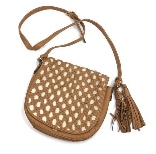 Big Buddha  | Brown Braided Overlay Crossbody Bag