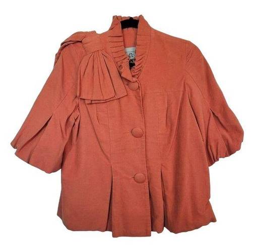 Judith March  Womens Medium Velvet Orange Jacket with Shoulder Bow