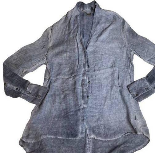 Young Fabulous and Broke  Extra Small XS Blue Faded Button Up Top Longsleeve