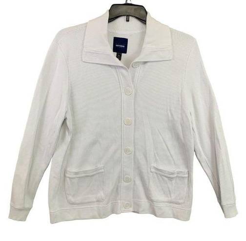 Basic Editions  Cardigan Sweater White XL Long Sleeve Button Collared Long Sleeve