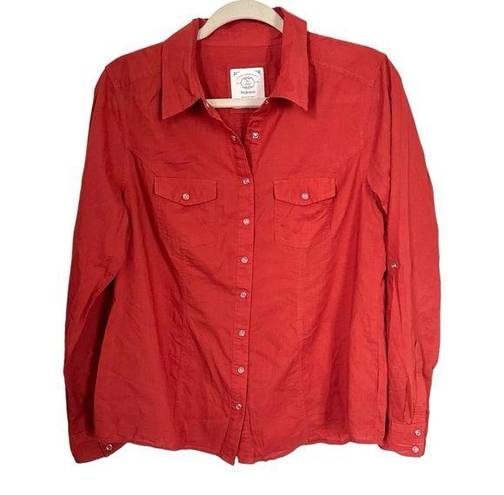Style & Co . Womens Size S Orange Button Up Shirt Roll Tab Long Sleeves Career