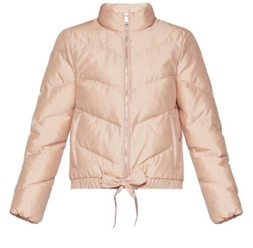 BCBGeneration  Ribbon Tie Chevron Quilted Puffer Jacket in Blush, Medium