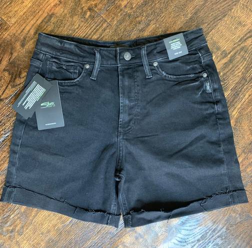 Silver Jeans NWT  Black Sure Thing Hi Rise Long Shorts 28