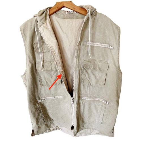 Banana Republic VINTAGE  Bush Vest Hoodie Tan Khaki Cargo Zip Pockets Safari XL