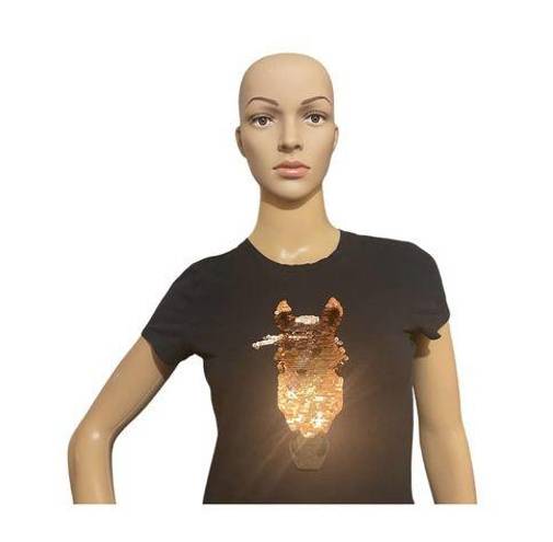 Ariat  Womens Western T-Shirt Top Black Sequin Horse Short Sleeves XS Casual