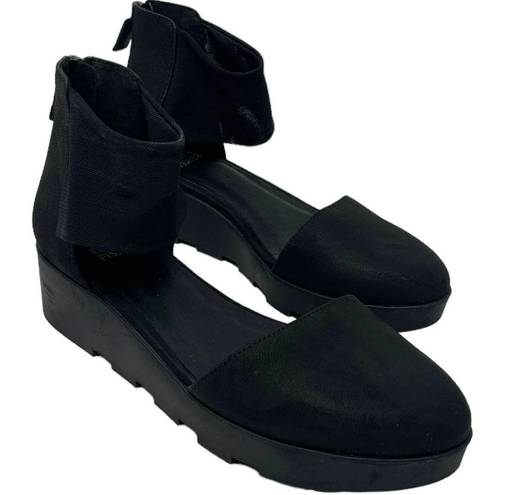 Eileen Fisher Mesh Ankle Nubuck Wedge Women’s Size 6 1/2 Black Shoes Zipper Back