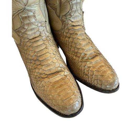 Justin Boots Justin Snakeskin Cowboy Boots Womens 5 1/2B Tall Vintage Leather L4661 USA