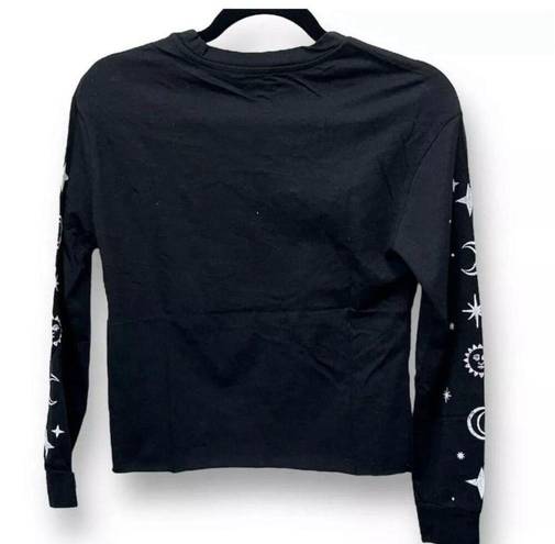 The Moon Rebellious Black Long Sleeve Tee Yin Yang Sun Graphic XS Cotton Astrology