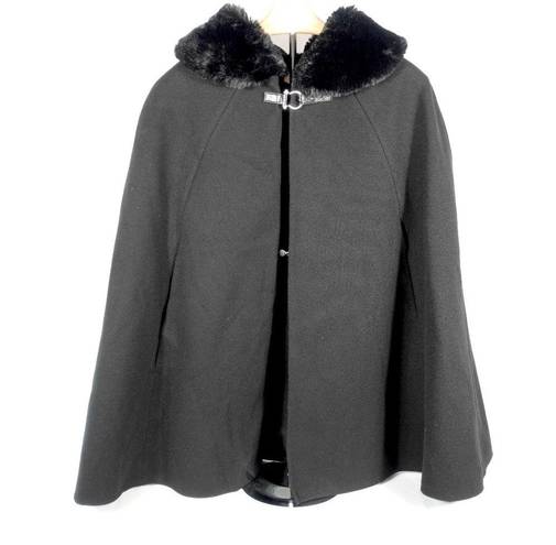 Apt. 9  Women's Faux-Fur Collar Cape in Black - One Size