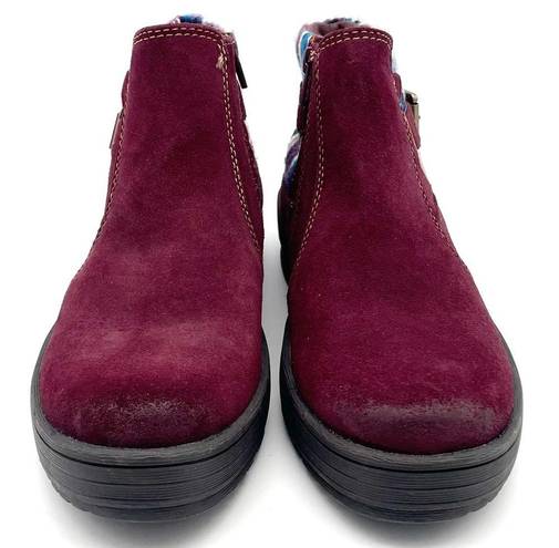 Earth Origins  Tate Bootie Burgundy Suede Boho Knit Ankle Boot Women’s Size 9