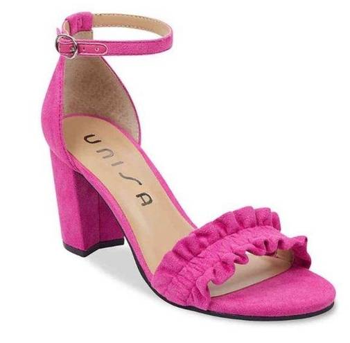 Unisa  Diara Pink High Heel Sandal Shoes W/ Ankle Strap Women’s Size 10 Ruffle