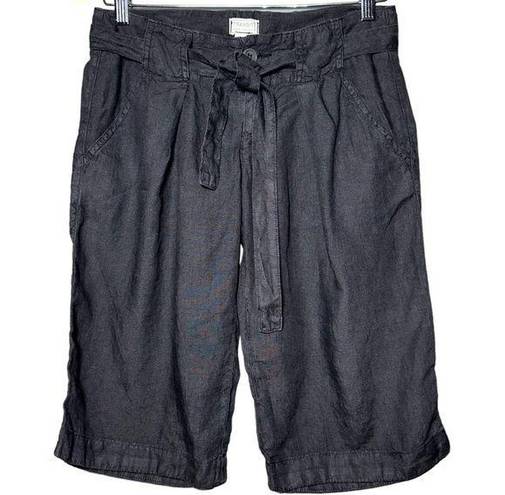Bermuda Transit Women’s Size 2 Dark Navy Blue Linen Belted  Shorts