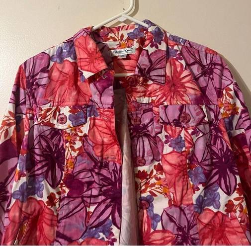 Coldwater Creek  blazer jacket floral top long sleeve pink pm petite medi…