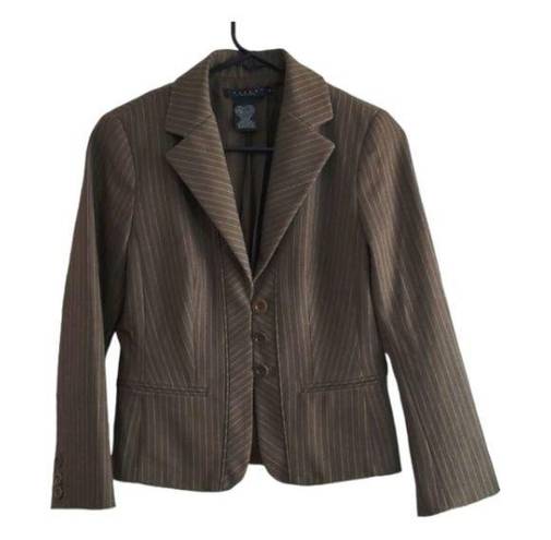 Laundry by Shelli Segal  Brown Striped Regular Fit Blazer Jacket Size 4 EUC #7979