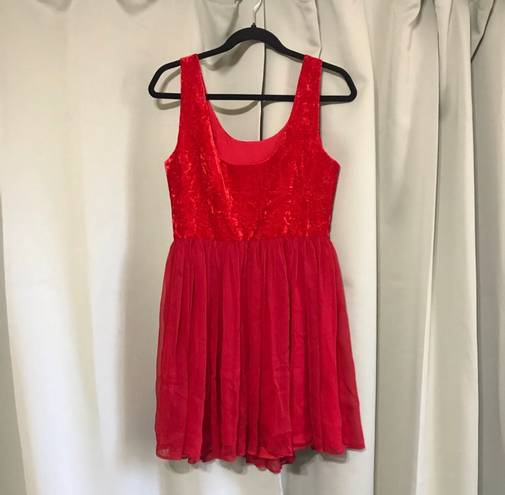 Free People Red Velvet Chiffon Mini Dress