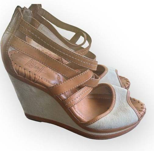 Frye  Corinna Cross stitch 4" platform wedge heels, ladies size 10M