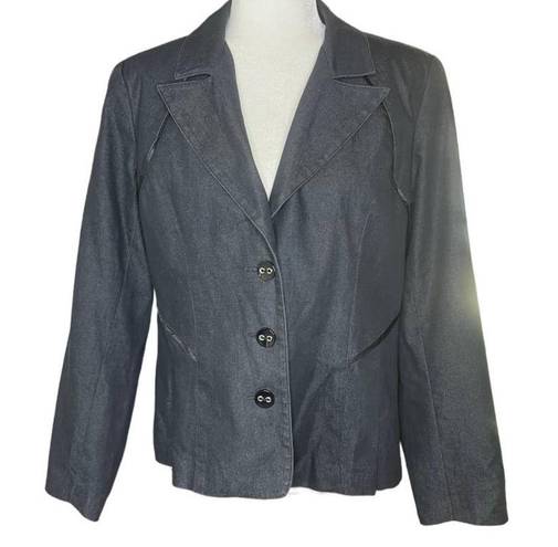 Studio 1940 Blazer Medium Denim Dark Wash Single Breasted Women