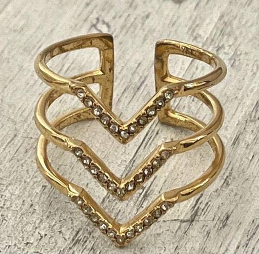 Stella & Dot  gold tone Pave Chevron ring