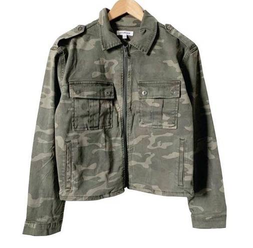 Good American  NWT Camo Print Soft Stretch Short Military Jacket Army Green Sz XS