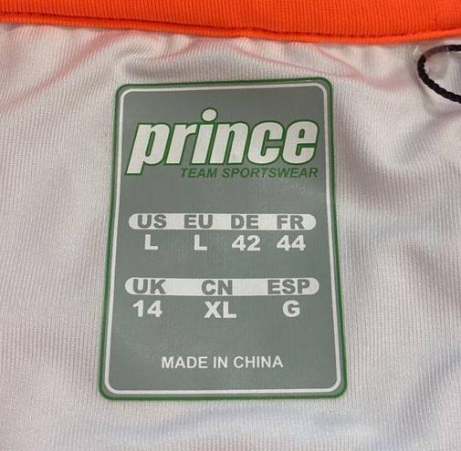 Polo Prince half zip tennis  white and orange short sleeve collared shirt M/L