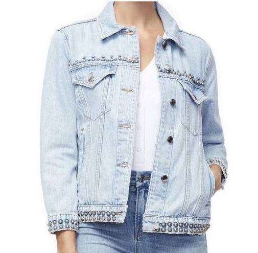 Good American [] Light Wash Studded Distressed Oversized Denim Jacket Sz Large L