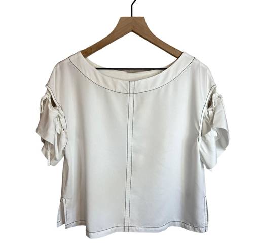 Tracy Reese Tie-Sleeve Boatneck Blouse