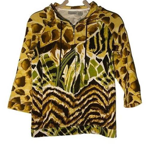 Chico's Zenergy by Chico’s Hooded Full Zip Animal Print Sweatshirt Jacket Size 0 --Small